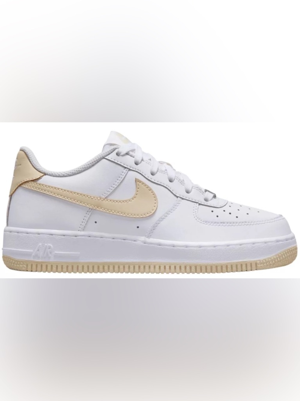 Nike Air Force 1 Low White Light Khaki Kids Size 4Y Sneakers